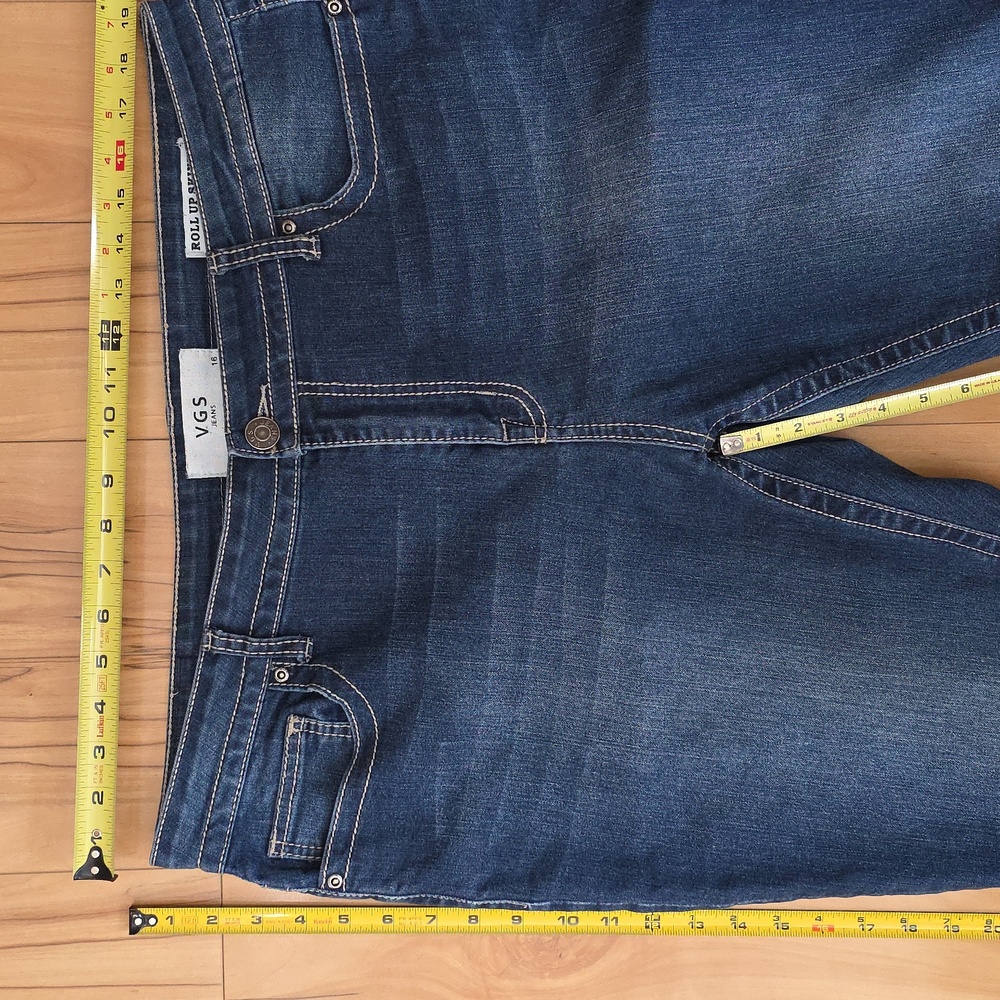 VGS Roll Up Skinny Jean with Tan Decorative Stitching Size 16 - Picture 7 of 10